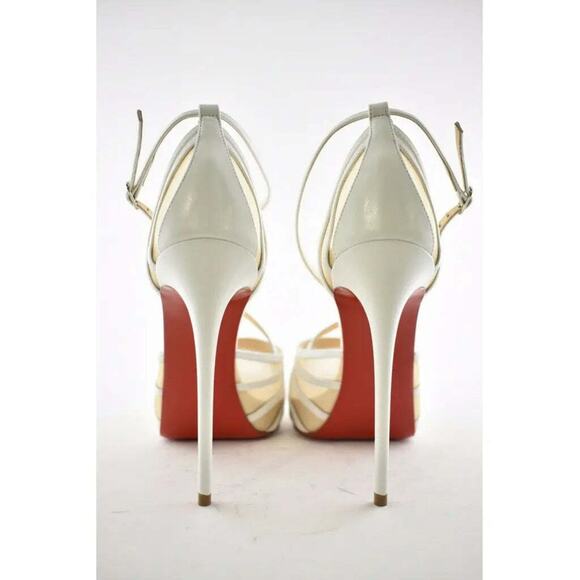 Christian Louboutin Filamenta 120 White Nude Mesh Cross Ankle Strap Heel Pump 42 - Picture 11 of 12